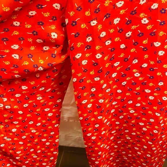 Madewell Red Floral Wide Leg Lightweight‎ Ankle Length Jumpsuit Sz 14 Cottage - Picture 5 of 8